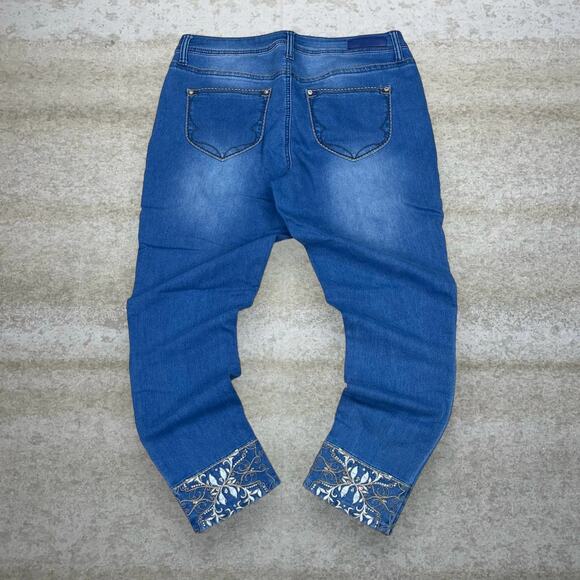 Hydraulics Denim - Vintage Y2K Hydraulics Jeans Womens 16 Skinny Medium Wash Midrise Embroidered
